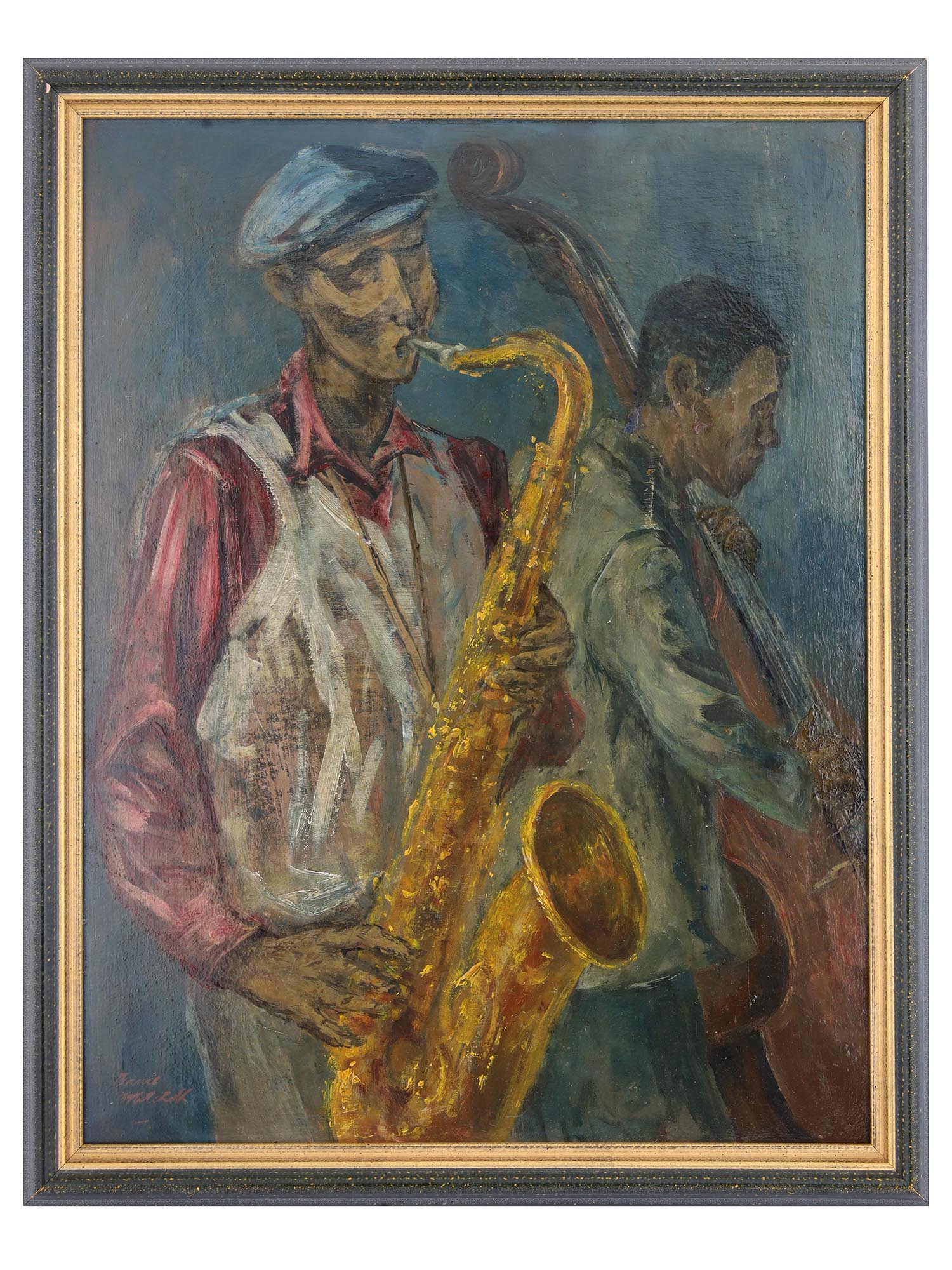 AMERICAN OIL PAINTING JAZZ MEN BY BRUCE MITCHELL PIC-0